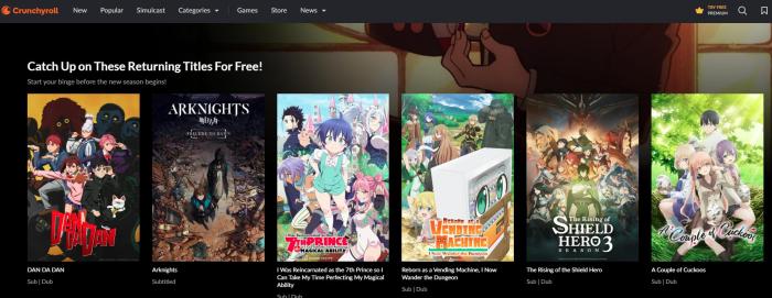 free anime websites dubbed crunchyroll