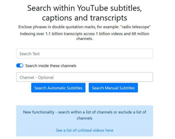 Filmot youtube video finder
