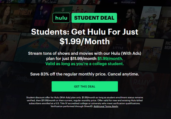 get hulu student disount