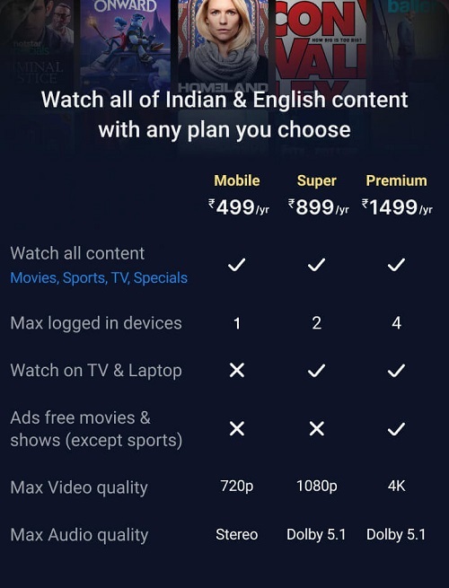 hotstar subscription