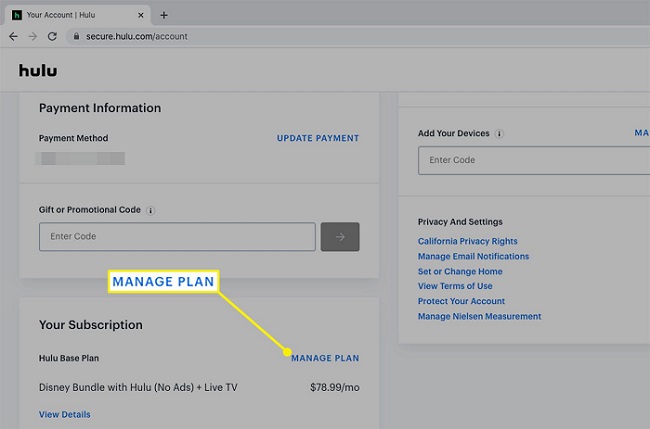 manage hulu plan