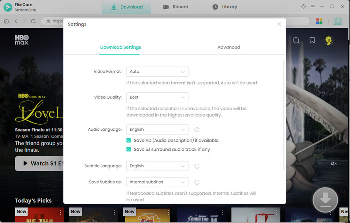 can you download movies on hbo max on a laptop choose the output settings