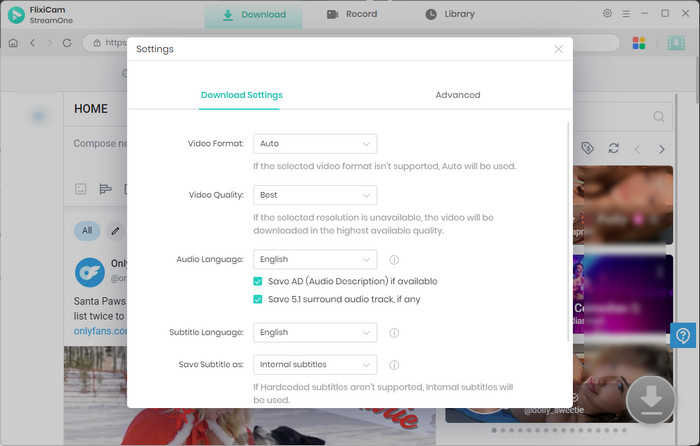choose the output settings