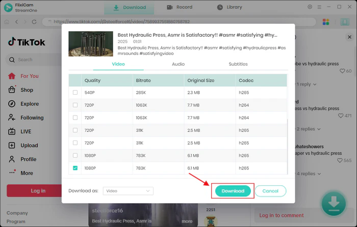 advance download tiktok