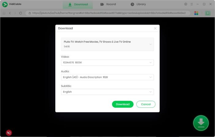 advance download plutotv