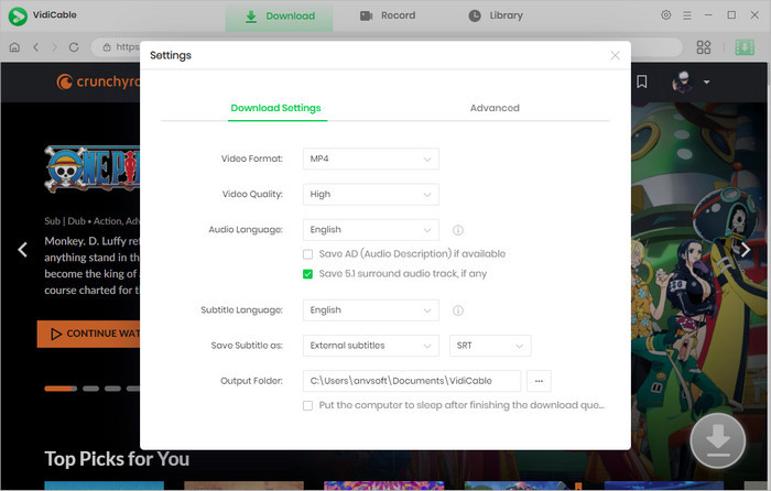setting crunchyroll