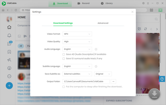 choose the output settings